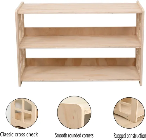 Vista 4 de Montessori Estantería de juguetes para niños, organizador de almacenamiento para juguetes, estantes de libros para habitación de niños, resistente