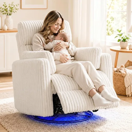 Vista 10 de IPKIG Power Swivel Recliner Nursery Rocking Glider Chairs, Corduroy, Grey
