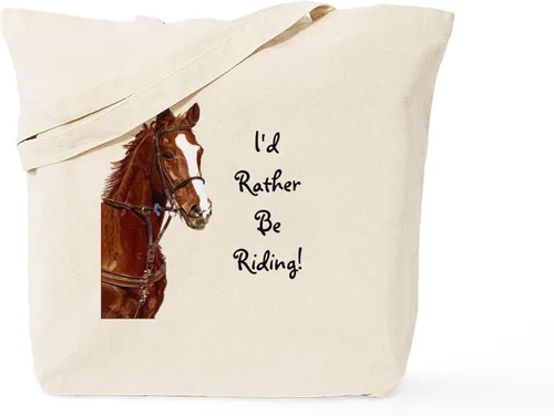 Vista 14 de CafePress Id Rather Be Riding! Bolsa de mano de caballo Bolsa de lona natural, bolsa de compras de tela, Caqui