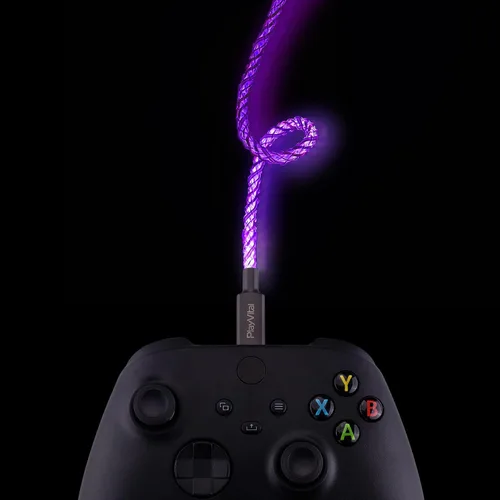 Vista 5 de PlayVital Cable de carga iluminado de 3.28 pies para controlador PS5, cable de carga USB tipo C para Gamepad, cable de datos universal con luz LED