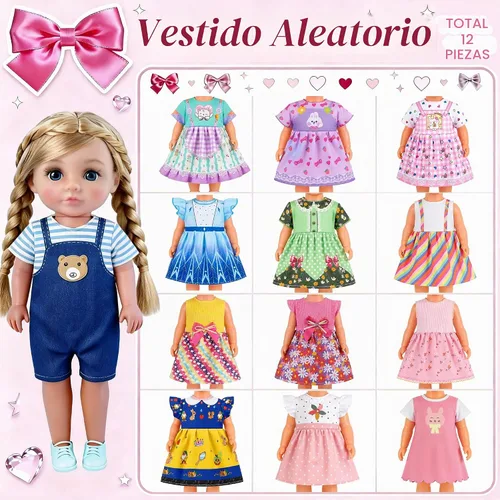Vista 3 de Ropa y accesorios para muñecas de niña, 12 juegos para muñecas de 12 12 juegos 12inch