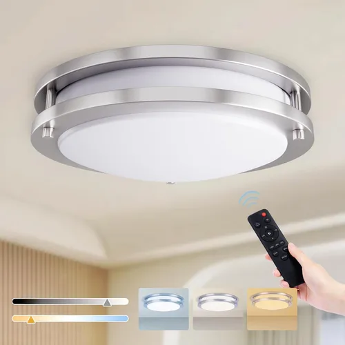Vista 9 de Kalium - Lámpara de techo LED con control remoto de 10 pulgadas, lámpara de techo empotrada, 18W 3000K-6000K temperatura de color ajustable