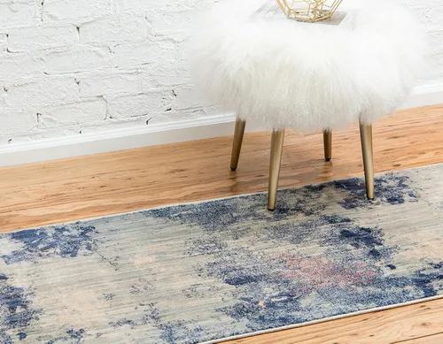 Vista 3 de Unique Loom Helios Collection - Alfombra Santorini (2 pies 2 pulgadas x 6 pies 1 pulgada, azul/beige)