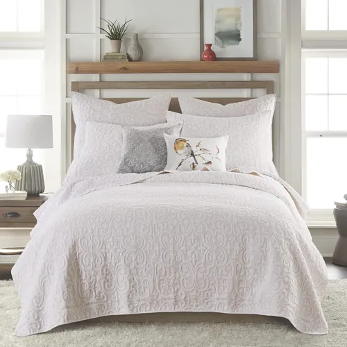 Vista 4 de Levtex Home - Sherbourne Black Stitch - Funda acolchada estándar - Medallón acolchado blanco con puntada negra - Algodón/Poliéster Puntada negra