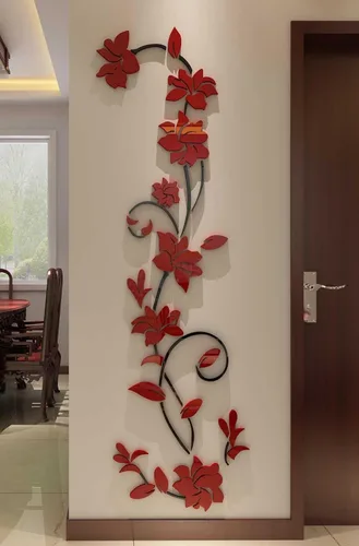 Vista 9 de Murales de pared de flores de ratán 3D para sala de estar, dormitorio, sofá, telón de fondo de televisión, calcomanías originales, regalo