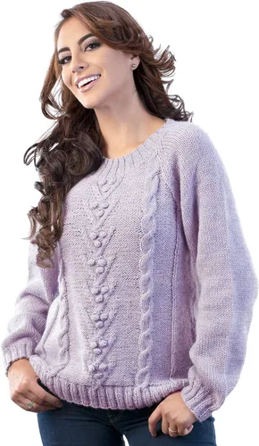 Vista 3 de Intialpaca London - Sudadera de mujer con cuello redondo, color morado