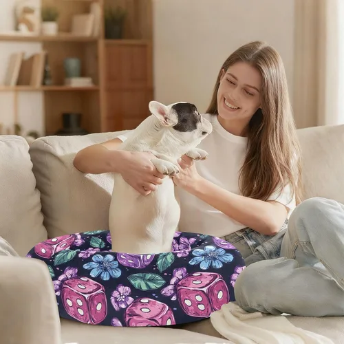Vista 8 de Wudan Pet Cat Bed Anxiety Relief Fluffy Dog Pillow Bed for Medium Size Pets Sleeping XS Cute Lavender Casino