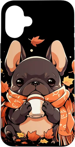 Vista 23 de French Bulldog Fall Autumn Pumpkin Spice Latte Frenchie Dog Case for iPhone 17