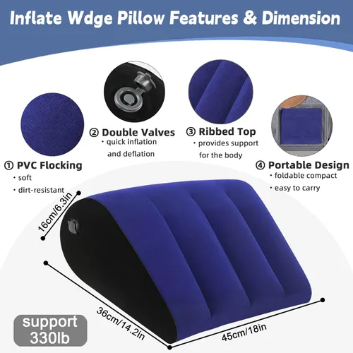 Vista 8 de TheClover Almohada inflable de cuña para viaje, almohada de cuña de viaje con máscara de ojos, cuña de cama ajustable para reflujo ácido