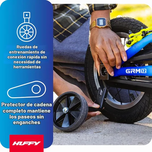 Vista 5 de Huffy 12" GRM Kids Bike with Multi-Mode Learning for Ages 3-5 Azul