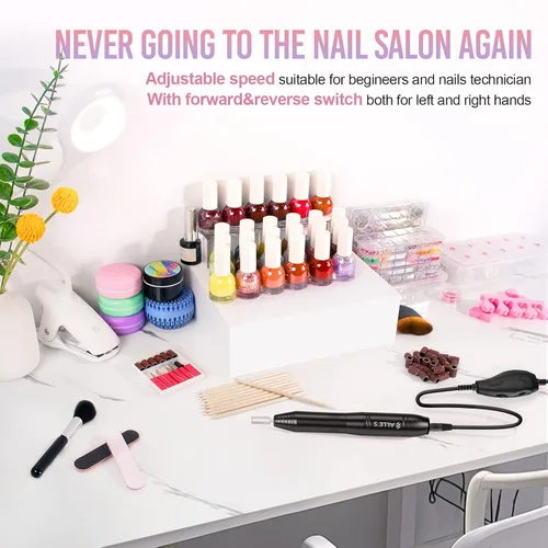 Vista 3 de Taladro de uñas eléctrico de 20000 rpm, compacto, portátil, Efile, profesional, manicura y pedicura, kit de taladro de lima de uñas para acrílico