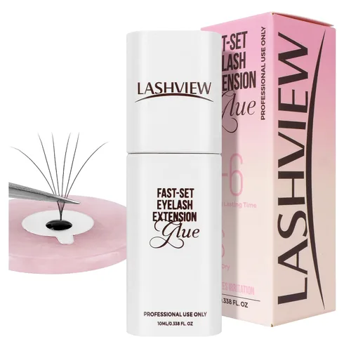 Vista 10 de LASHVIEW - Pegamento para extensiones de pestañas, 0.3 seg de secado rápido, permanencia de 6-8 semanas, adhesivo negro profesional, pegamento