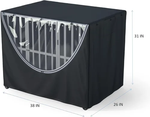Vista 2 de Funda para jaula para perros de metal para todo tipo de clima, protección para interiores y exteriores, resistente al viento, lluvia, resistente al