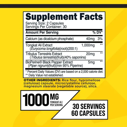 Vista 2 de Primaforce Tongkat Ali (1000 MG) 60 cápsulas - Complejo de extracto 200:1, 30 porciones