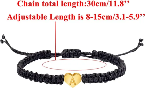 Vista 3 de Pulsera personalizada de 26 iniciales chapada en oro de 18 quilates pulsera tejida con dije de corazón delicado T talla única