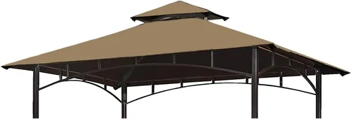 Vista 10 de Toldo de Repuesto para Pérgola de Parrilla - Wonwon Techo de Pérgola 5x8 pies Cubierta de Techo de BBQ de Doble Nivel al Aire Libre Refugio de Caqui