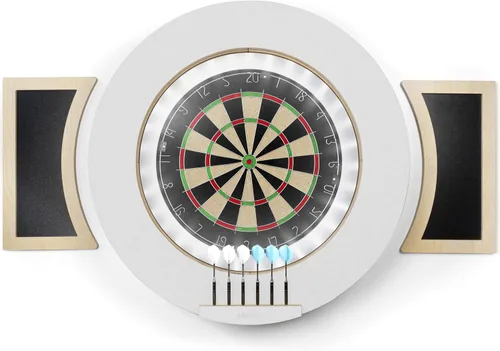 Vista 11 de Dart Board Cabinet Set with LED Light; Bristle Dartboard, Built in LED Light, Darts and Chalkboards
