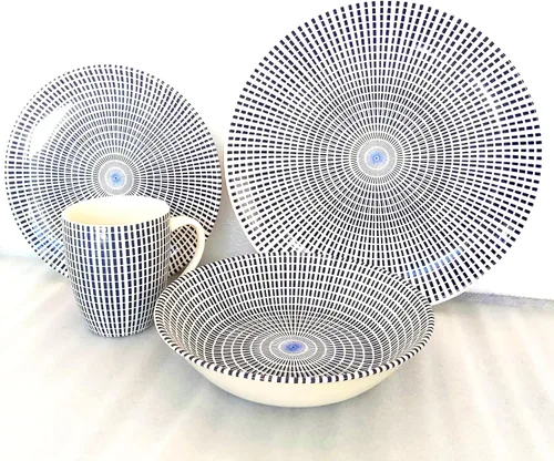 Vista 17 de TUDOR ROYAL - Juego de vajilla redonda de porcelana de 12 piezas, servicio para 4, diseño azul aster, multicolor floral, platos, tazones, tazas