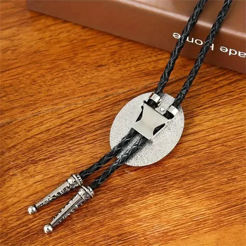 Vista 362 de Jeilwiy Corbata de bolo para hombre, corbata de vaquero occidental, collar de corbata de bolo dorado, corbata de cuero, corbata de Halloween