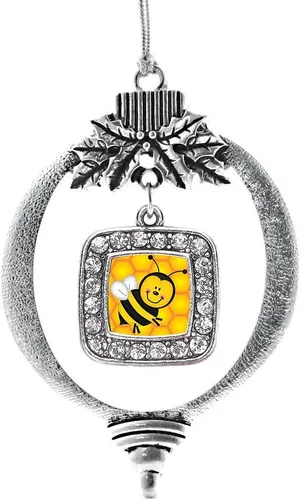 Vista 143 de Inspired Silver - Adorno con dije de reina de rodillo - Adornos navideños cuadrados de plata con joyas de circonita cúbica