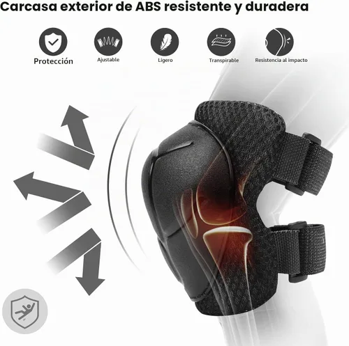 Vista 2 de KUYOU Rodilleras para Niños Coderas Protectores Equipo de Protección Conjunto Equipo de Seguridad para Patines de Ruedas Ciclismo Bicicleta BMX Negro