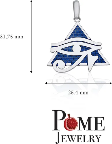 Vista 5 de Collar con colgante de ojo de Horus y pirámide en plata de ley, fabricado en Estados Unidos