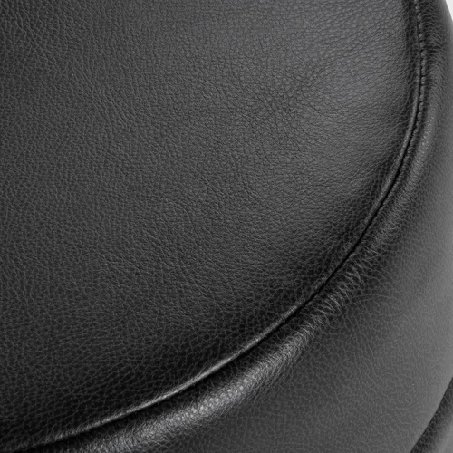 Vista 6 de HomePop Otomana redonda tapizada de piel sintética (sin tapa, solo asiento) HomePop Decoración para el hogar Pouf redondo para reposapiés – Piel