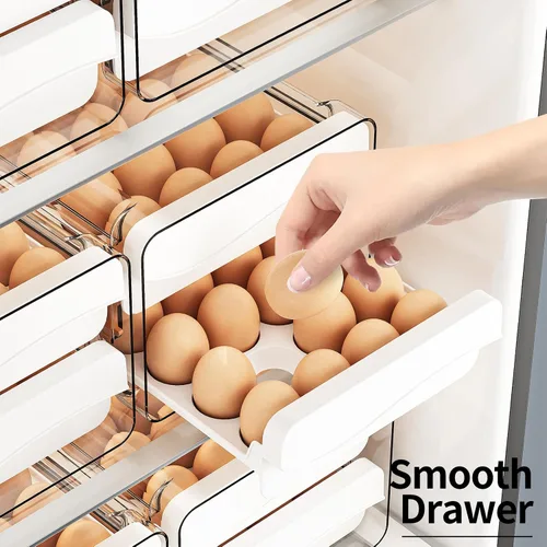 Vista 3 de JOYZAN Soporte para huevos para refrigerador, 60 unidades, contenedor de almacenamiento de huevos de gran capacidad para refrigerador, organizador