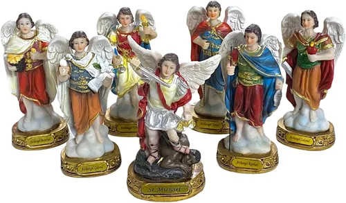 Vista 3 de 7 estatuas de arcángeles figura 5 pulgadas Siete Arcangeles Set completo completo Figuras