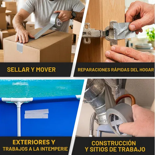 Vista 8 de Lockport Paquete de 5 cintas adhesivas resistentes al agua, cinta adhesiva plateada fuerte a granel para reparaciones interiores y exteriores