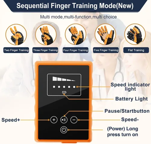 Vista 2 de Rehabilitation Robot Gloves, Finger Exerciser for Stroke Recovery Hand Glove Equipment Hand Function Rehabilitation, Adjustable Strength and