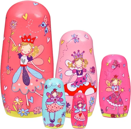 Vista 17 de Muñecas rusas "matrioskas", 5 unidades, 15 cm de alto, diseño de animales, huevos de Pascua, juguetes de anidación, muñecas de madera hechas a mano