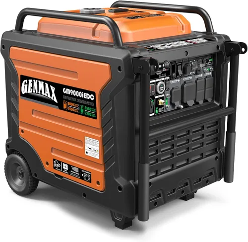 Vista 2 de GENMAX Generador portátil, motor portátil de combustible dual súper silencioso de 9000 W con capacidad paralela, arranque remoto/eléctrico, ideal