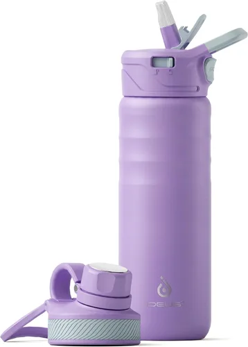 Vista 34 de IDEUS Botella de agua aislada de 12 onzas, botella de agua aislada de acero inoxidable para la escuela, botellas aisladas con pajitas a prueba