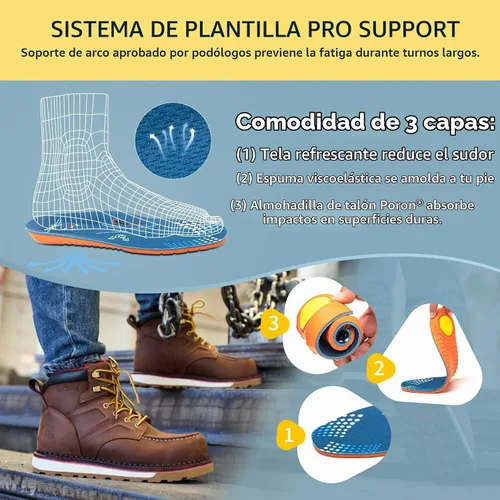 Vista 7 de MWORK Welted Blunt Botas de trabajo impermeables con punta de mocasín de 6 pulgadas, punta de compensación, a prueba de pinchazos, suela de cuña