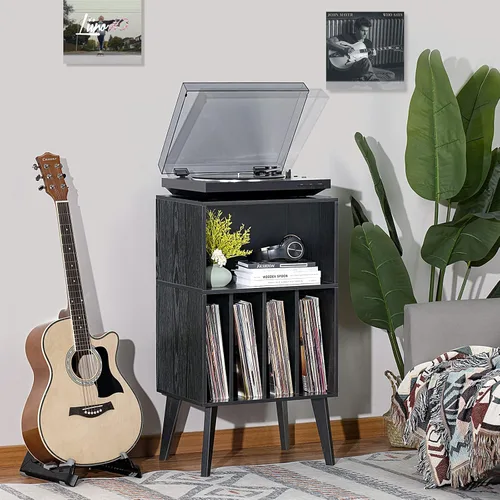 Vista 8 de Lerliuo - Soporte para tocadiscos, soporte para tocadiscos negro con capacidad para hasta 160 álbumes