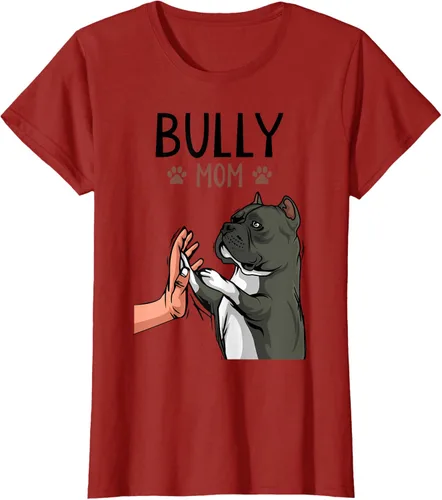 Vista 68 de American Bully Mom Cute Dog Mama Camiseta divertida para mujer, Blanco, S