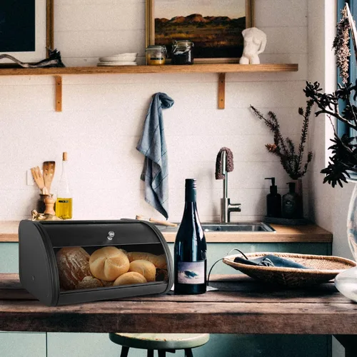 Vista 7 de SOTECH Caja de Pan Vintage para Cocina, Contenedor de Estilo Metálico Liviano de Grado Alimentario para Cubo de Almacenamiento en Encimera, Caja