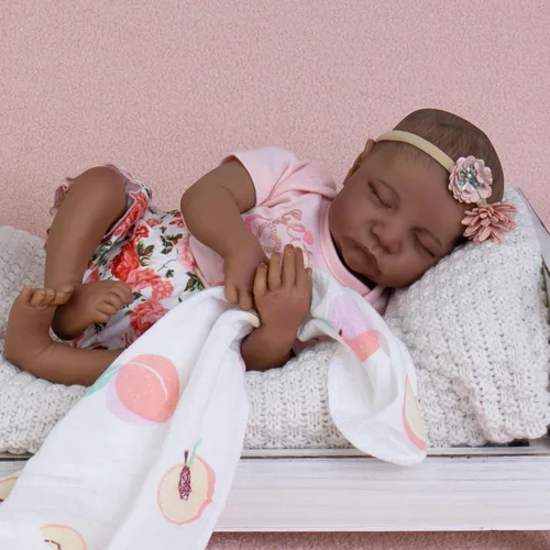 Vista 12 de Milidool Muñeca Reborn Baby Girl de 18 pulgadas, realista, afroamericana, recién nacida, hecha a mano con cuerpo suave y peso real y accesorios
