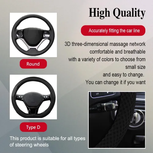 Vista 3 de HAOBO Funda elástica para volante de 15 pulgadas, cómoda funda elástica para volante de automóvil, cómoda y transpirable, funda de volante