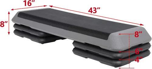 Vista 3 de ZenStyle Banco aeróbico ajustable de 43 pulgadas con elevadores de 4/6/8 pulgadas, superficie antideslizante para cardio, entrenamiento de fuerza