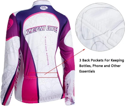 Vista 4 de Traje de ciclismo acolchado de gel 3D transpirable de manga larga para mujer, conjunto de pantalones de malla con protección UV