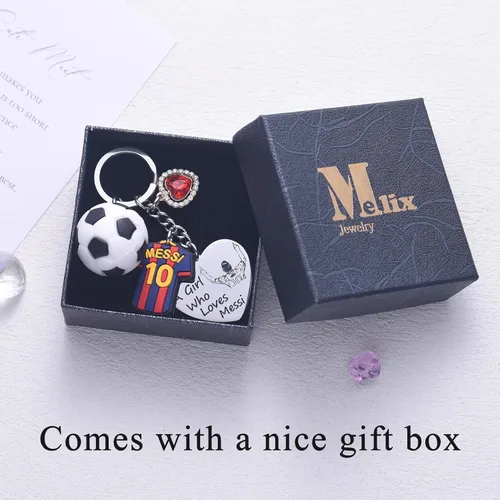 Vista 3 de Messi Merchandise - Llavero de pelota de fútbol, regalos para fanáticos, adolescentes, niñas, hijas, mujeres, lindos llaveros