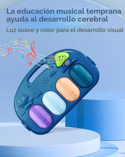 Vista 3 de dearlomum Gimnasio con tapete de juego para bebé, divertido tapete de piano para tiempo de barriga con 5 juguetes sensoriales para bebés y 2