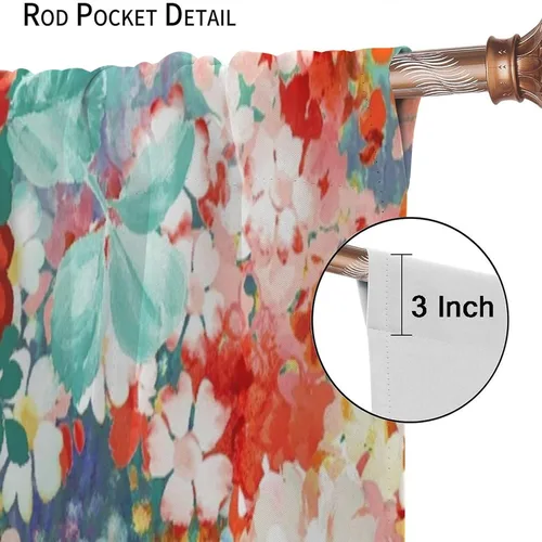 Vista 217 de Cortinas opacas con estampado de flores de cachemira, estampado de cachemira sobre fondo blanco, para decoración del hogar, cocina, restaurante
