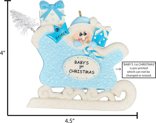 Vista 2 de Adorno 3D personalizado para la primera Navidad del bebé 2025 para niño Adorno de la primera Navidad del bebé 2025 Adornos de bebé para árbol