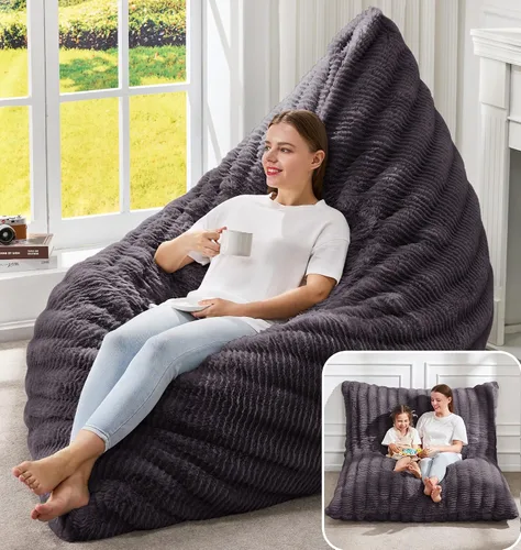 Vista 21 de Hobestluk Adult Bean Bag Chair 3 in 1 Convertible Large Bean Bag Sofa Ash Grey