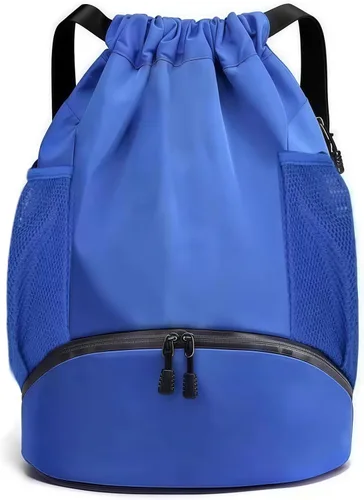 Vista 9 de Bolsas de fútbol, mochila impermeable con cordón para gimnasio, para béisbol, rugby, voleibol, yoga, bolsa deportiva de gran capacidad
