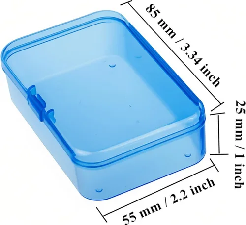 Vista 3 de 12 cajas de plástico rectangulares de plástico, contenedores organizadores vacíos con tapas con bisagras para objetos pequeños y otros proyectos