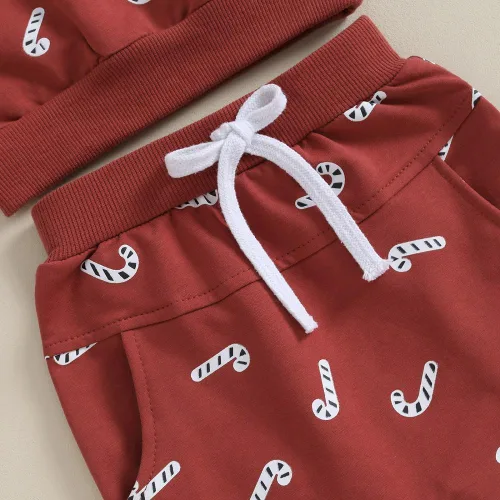 Vista 5 de Conjunto de 2 piezas de sudadera de manga larga con cuello redondo y pantalones deportivos para bebé niño